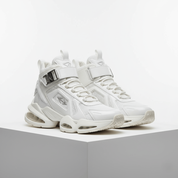 AeroRise High-Top Air Cushion Sneakers – Triple White